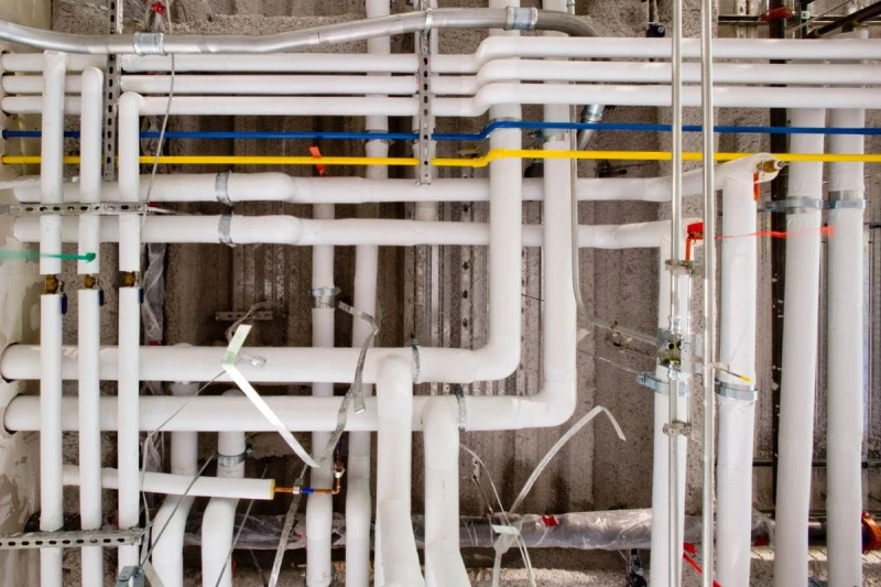 A series of pipes with good pipe insulation.