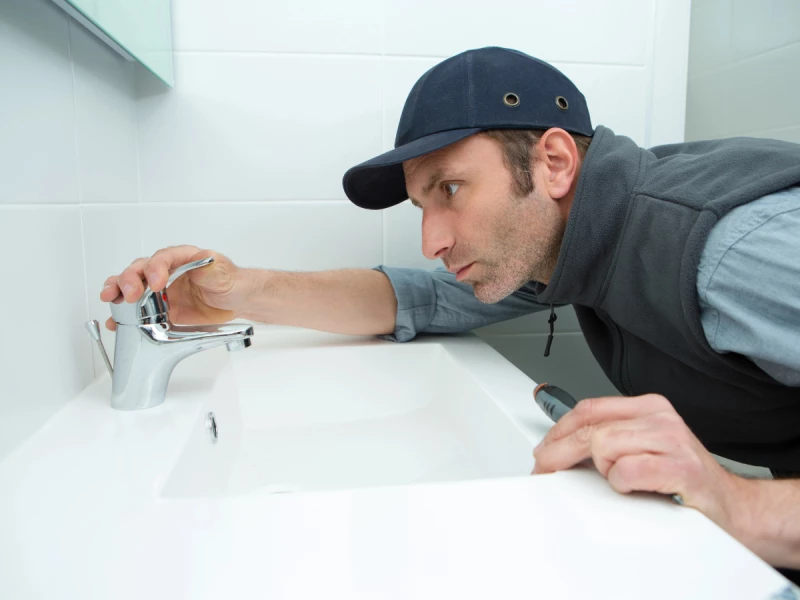 plumber inspecting sink