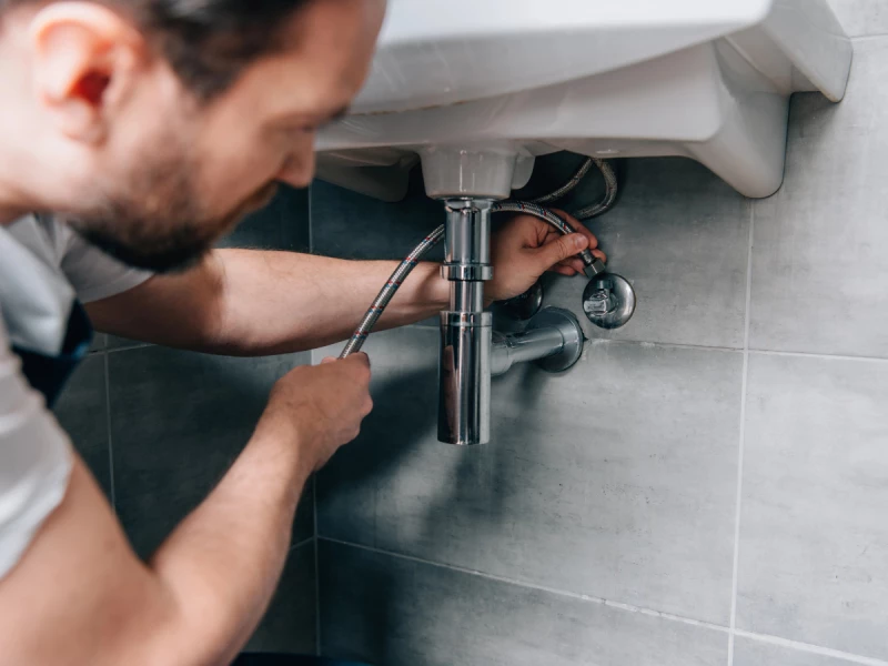 plumber fixing bottom sink