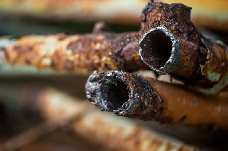 Rust and corrosion in wall pipes