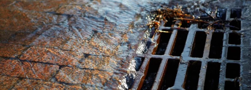 Stormwater drain filling with water