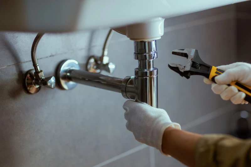 plumber fixing the blocked sink
