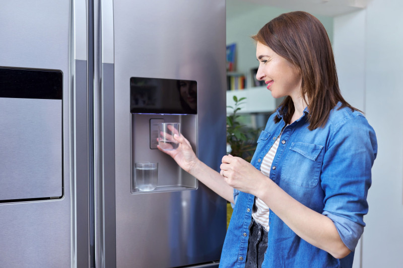 water dispensing from a plumbed fridge