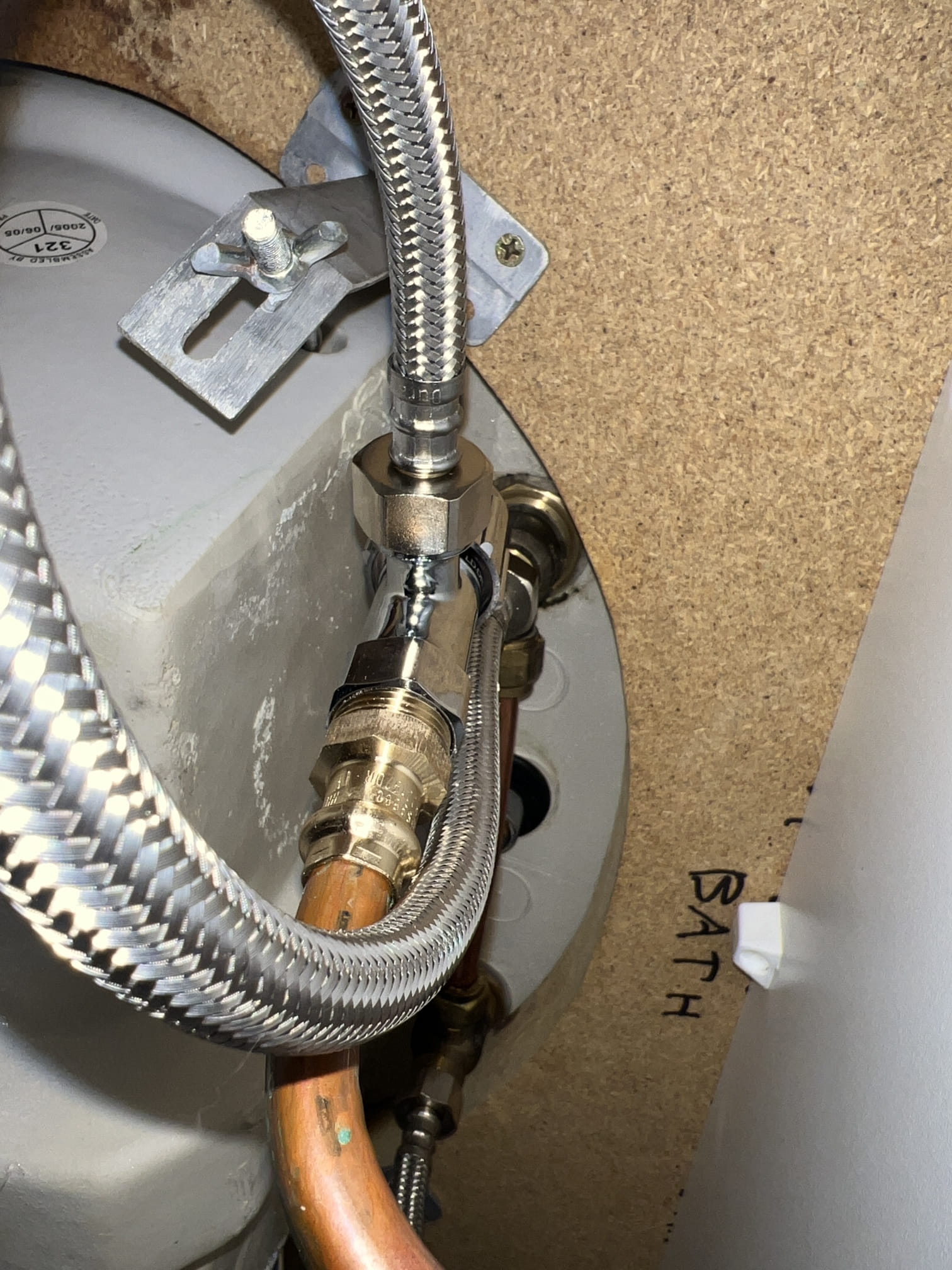New flexi hose and isolation valve fitted under a vanity basin in Baldivis