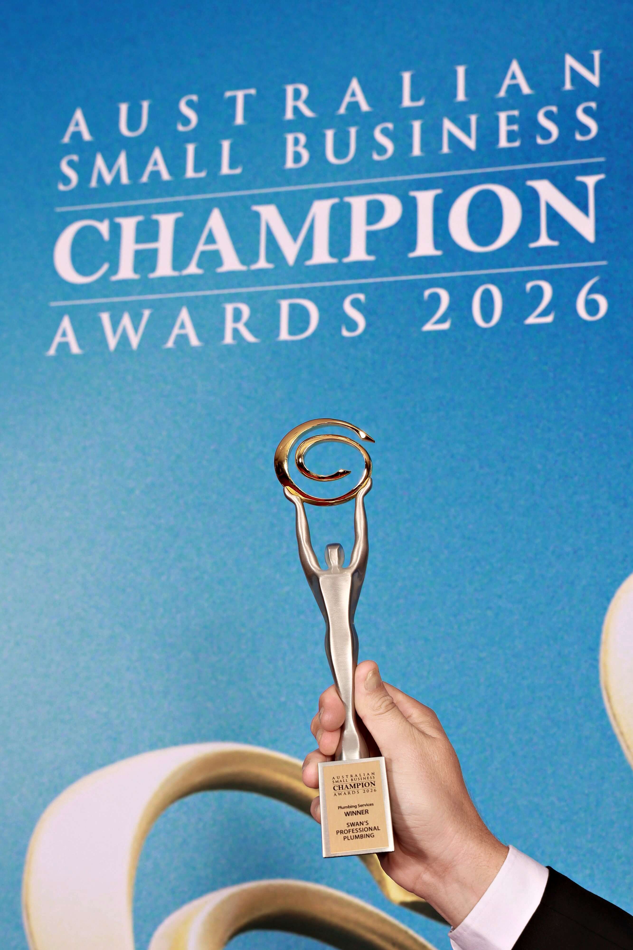 Our plumbing services trophy for the small business champion awards